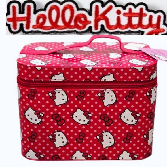 Hello Kitty By Sanrio Bow Logo Vanity Cosmetic Case w/Mirror - Picture 1 of 9